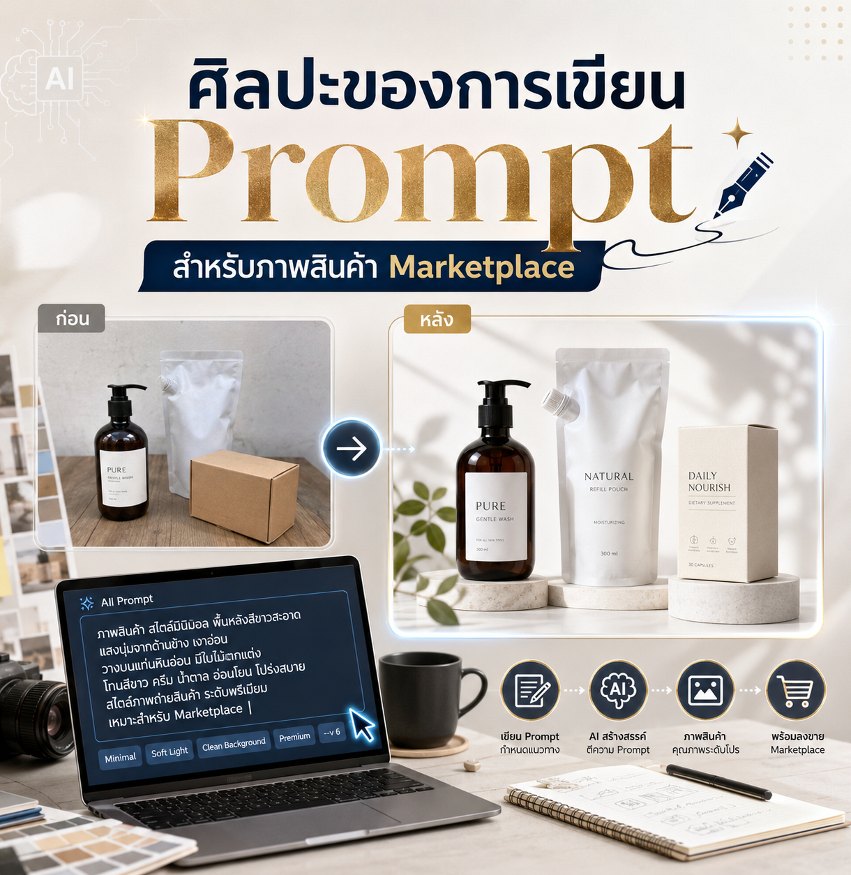 Prompt สำหรับภาพสินค้า Marketplace